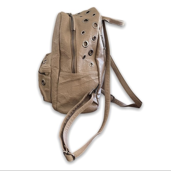 Unique Fashion Backpack Brown Beige Grommets Fashion Bag Made and Bought Greece‎ - Picture 7 of 15